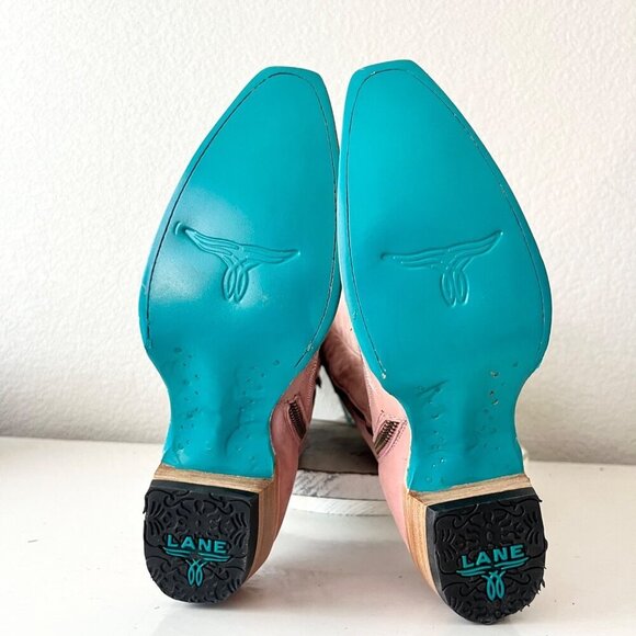 Lane LEXINGTON Over the Knee Womens Cowboy Boots 7 Pink Western Cowgirl Lace up - Picture 11 of 14